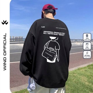 Áo sweater nỉ bông form rộng WIND unisex LOOK ME oversize thời trang nam nữ ulzzang