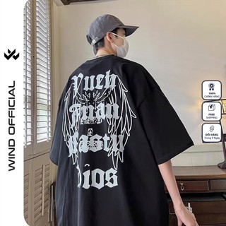 Áo thun tay lỡ WIND unisex form rộng WING 65% cotton thời trang nam nữ oversize ulzzang
