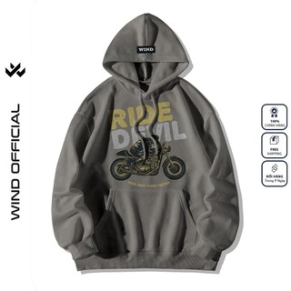Áo hoodie unisex form rộng WIND nỉ bông RIDE thời trang thu đông nam nữ oversize