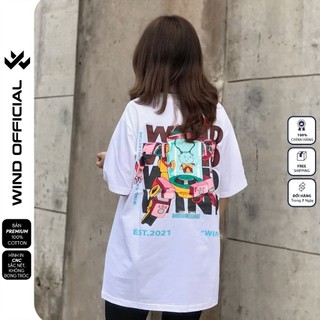 Áo phông nam WIND 65% cotton tay lỡ unisex form rộng ROBOT nam nữ oversize