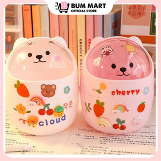 Thùng rác để bàn mini có nắp hình gấu dễ thương nhỏ gọn tiện lợi, Thùng rác nắp lật hình thú nhựa cao cấp xinh xắn