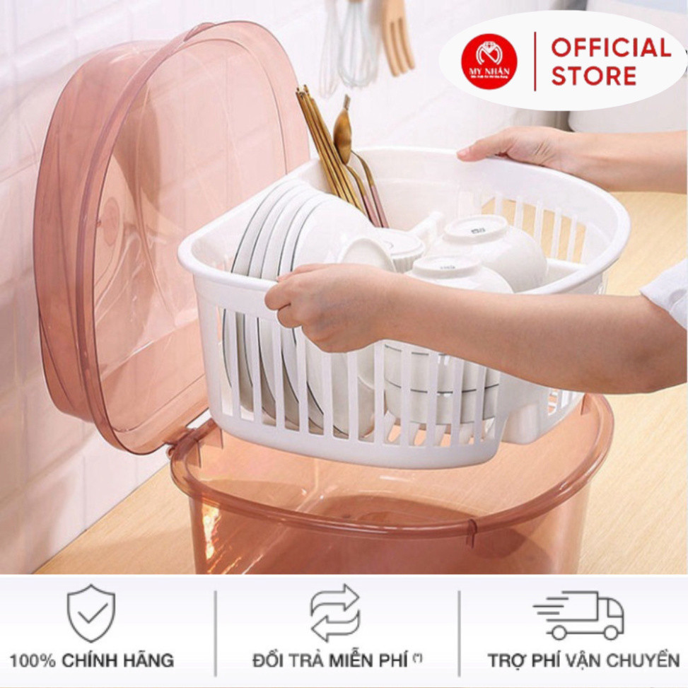 Rổ Úp Chén Bát Ráo Nước Có Nắp Đậy Tiện Dụng Cho Nhà Bếp Ecomax