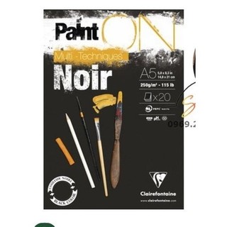 Paint on noir 250gsm A5, sổ vẽ Clairefontaine giấy màu đen - COLORMATE