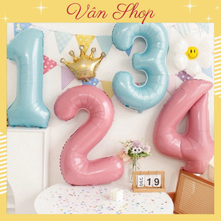 Bóng số màu hồng, xanh pastel trang trí sinh nhật, party, bóng số tuổi size 70cm