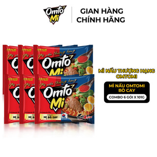 Mì nấu omtomi bò cay - combo 6 gói x 101gr