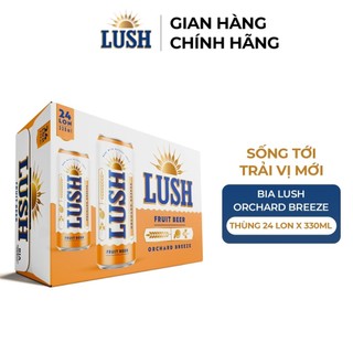 Bia lush orchard breeze vị mơ đào thơm dịu - thùng 24 lon 330ml