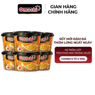 Mì omachi trộn xốt tôm phô mai trứng muối tô - combo 6 tô x 105g