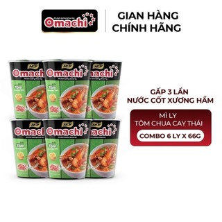Mì omachi tôm chua cay thái ly - combo 6 ly x 66g