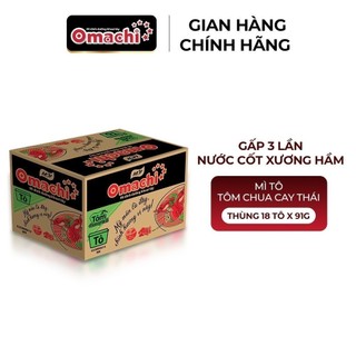 Mì omachi tôm chua cay thái tô - thùng 18 tô x 91g
