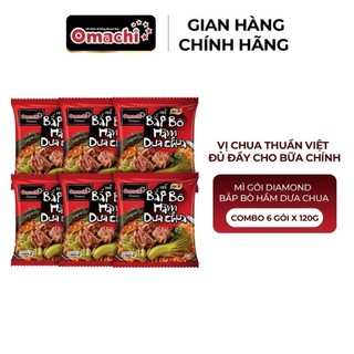 Mì omachi diamond bắp bò hầm dưa chua gói - combo 6 gói x 180g