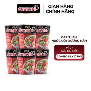Mì omachi xốt bò hầm ly - combo 6 ly x 70g
