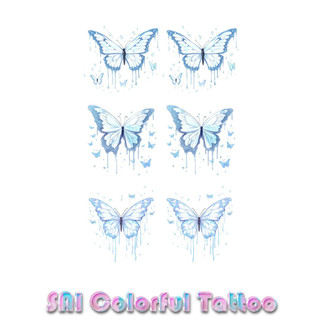 Miếng dán hình xăm tạm thời SAI COLORFUL TATTOO 18CM×11CM chống thấm nước Cánh tay  Cổ tay  Cổ chân  Xương đòn Bướm  Đáng yêu  Thiếu nữ  Công chúa  Lãng mạn  Gợi cảm  Nữ thần 008