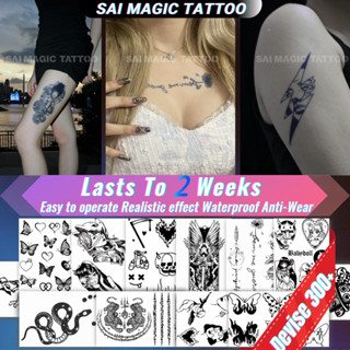 Miếng dán hình xăm tạm thời SAI MAGIC TATTOO chống thấm nước lâu trôi lên đến 2 tuần Dễ thương Tối giản Bươm bướm Thiên thần Con gái Con mèo Rồng Một miếng Đi qua Cười Khuôn mặt Bộ lạc Anime Cung hoàng đạo Dấu hiệu