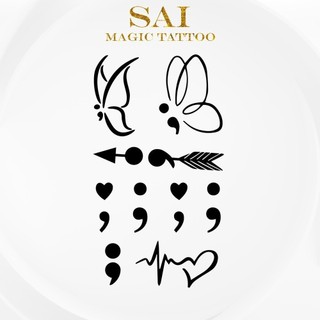 Miếng dán hình xăm tạm thời SAI MAGIC TATTOO 10CM×06CM chống thấm nước lâu trôi lên đến 2 tuần ,Cổ tay Cánh tay , Cute Dễ thương tối giản Bé nhỏ Mini Simi-Đại tràng Bươm bướm Dấu chấm phẩy 515