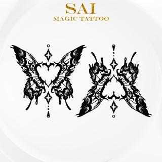 Miếng dán hình xăm tạm thời SAI MAGIC TATTOO 10CM×06CM chống thấm nước lâu trôi lên đến 2 tuần ,Cổ tay Cánh tay , Cute Dễ thương tối giản Bé nhỏ Mini Bươm bướm 536