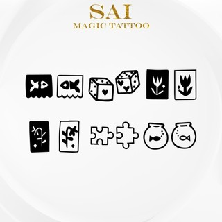 Miếng dán hình xăm tạm thời SAI MAGIC TATTOO 10CM×06CM chống thấm nước lâu trôi lên đến 2 tuần ,Cổ tay Cánh tay , Cute Dễ thương tối giản Thập cẩm Cặp Đôi 509