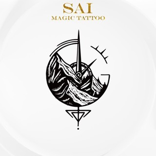 Miếng dán hình xăm tạm thời SAI MAGIC TATTOO 10CM×06CM chống thấm nước lâu trôi lên đến 2 tuần,Cổ tay Cánh tay,Bé nhỏ Cute Dễ thương tối giản,Núi La bàn 483