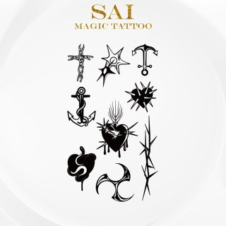 Miếng dán hình xăm tạm thời SAI MAGIC TATTOO 10CM×06CM chống thấm nước lâu trôi lên đến 2 tuần,Cổ tay Cánh tay,Bé nhỏ Cute Dễ thương tối giản,Liềm đánh rắm Mỏ neo gai Thập cẩm 458