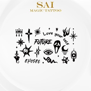 Miếng dán hình xăm tạm thời SAI MAGIC TATTOO 10CM×06CM chống thấm nước lâu trôi lên đến 2 tuần,Cổ tay Cánh tay,Bé nhỏ Cute Dễ thương tối giản,Rắn huyền bí Biểu tượng Bóng ma Thập cẩm 445