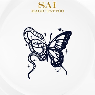 Miếng dán hình xăm tạm thời SAI MAGIC TATTOO 10CM×06CM chống thấm nước lâu trôi lên đến 2 tuần,Cổ tay Cánh tay,Bé nhỏ Cute Dễ thương tối giản,Bươm bướm Rắn 472