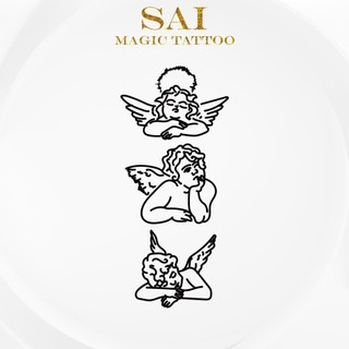 Miếng dán hình xăm tạm thời SAI MAGIC TATTOO 10CM×06CM chống thấm nước lâu trôi lên đến 2 tuần,Cổ tay Cánh tay,Bé nhỏ Cute Dễ thương tối giản,thần tình yêu Thiên thần 433