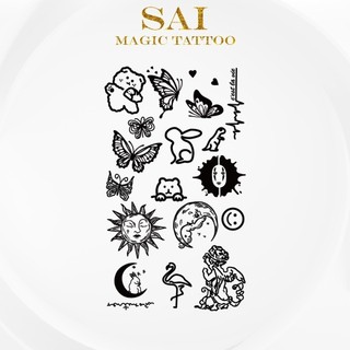 Miếng dán hình xăm tạm thời SAI MAGIC TATTOO 10CM×06CM chống thấm nước lâu trôi lên đến 2 tuần,Cổ tay Cánh tay,Bé nhỏ Cute Dễ thương tối giản,Bươm bướm Mặt trời Con gấu Thập cẩm 424