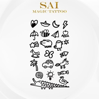 Miếng dán hình xăm tạm thời SAI MAGIC TATTOO 10CM×06CM chống thấm nước lâu trôi lên đến 2 tuần,Cổ tay Cánh tay,Bé nhỏ Cute Dễ thương tối giản,Động vật Cá sấu Heo con 028