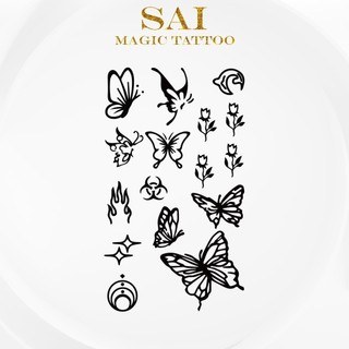 Miếng dán hình xăm tạm thời SAI MAGIC TATTOO 10CM×06CM chống thấm nước lâu trôi lên đến 2 tuần,Cổ tay Cánh tay,Bé nhỏ Cute Dễ thương tối giản,Bươm bướm 005