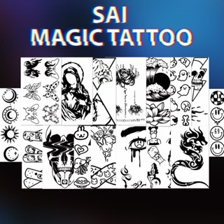 Miếng dán hình xăm tạm thời SAI MAGIC TATTOO 10CM×06CM chống thấm nước lâu trôi lên đến 2 tuần,Nhỏ bé Dễ thương tối giản Bươm bướm Thiên thần Con gái Con mèo Rồng Đi qua Cười Khuôn mặt OnePiece Bộ lạc Anime cung hoàng đạo Dấu hiệu