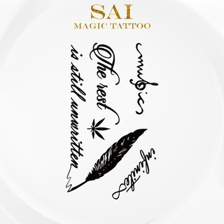 Miếng dán hình xăm tạm thời SAI MAGIC TATTOO 10CM×06CM chống thấm nước lâu trôi lên đến 2 tuần,Cổ tay Cánh tay,Bé nhỏ Cute Dễ thương tối giản,Lông vũ Cụm từ 006