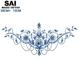 Miếng dán hình xăm tạm thời SAI MAGIC TATTOO 28CM×15CM chống thấm nước lâu trôi lên đến 2 tuần,Ngực Lưng Eo,Người đàn ông Đàn bà Con gái Con trai,Lớn,Hoa đá quý 016