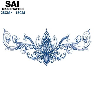 Miếng dán hình xăm tạm thời SAI MAGIC TATTOO 28CM×15CM chống thấm nước lâu trôi lên đến 2 tuần,Ngực Lưng Eo,Người đàn ông Đàn bà Con gái Con trai,Lớn,Hoa đá quý 019