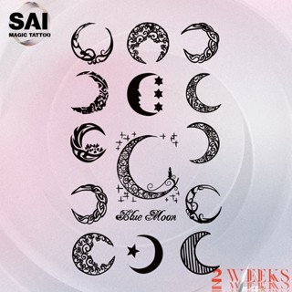 Miếng dán hình xăm tạm thời SAI MAGIC TATTOO 18CM×11CM chống thấm nước lâu trôi lên đến 2 tuần,Cổ tay Cánh tay Chân,hình bán nguyệt Mặt trăng Lãng mạn 049