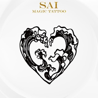 Miếng dán hình xăm tạm thời SAI MAGIC TATTOO 10CM×06CM chống thấm nước lâu trôi lên đến 2 tuần,Cổ tay Cánh tay,Bé nhỏ Cute Dễ thương tối giản,trái tim tình yêu Sóng 068