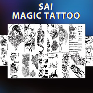 Miếng dán hình xăm tạm thời SAI MAGIC TATTOO 18CM×11CM chống thấm nước lâu trôi lên đến 2 tuần,Rắn Bươm bướm Mũi tên La bàn Ngọn lửa Bé nhỏ Hành tinh Mặt trăng Lông vũ Hoa phù thủy Cá Medusa Rồng Vòng đeo tay võ sĩ đạo Nữ giới chiến binh Thư Nhật Cổ
