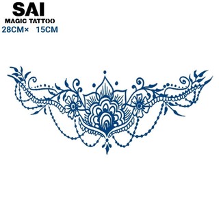Miếng dán hình xăm tạm thời SAI MAGIC TATTOO 28CM×15CM chống thấm nước lâu trôi lên đến 2 tuần,Ngực Lưng Eo,Người đàn ông Đàn bà Con gái Con trai,Lớn,Hoa đá quý Vương miện 012