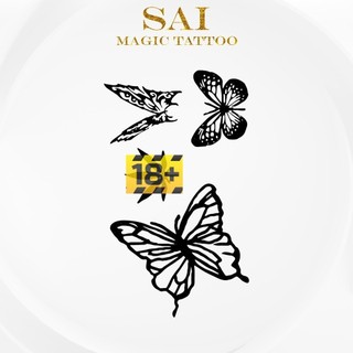 Miếng dán hình xăm tạm thời SAI MAGIC TATTOO 10CM×06CM chống thấm nước lâu trôi lên đến 2 tuần,Cổ tay Cánh tay,Bé nhỏ Cute Dễ thương tối giản,Bươm bướm 017