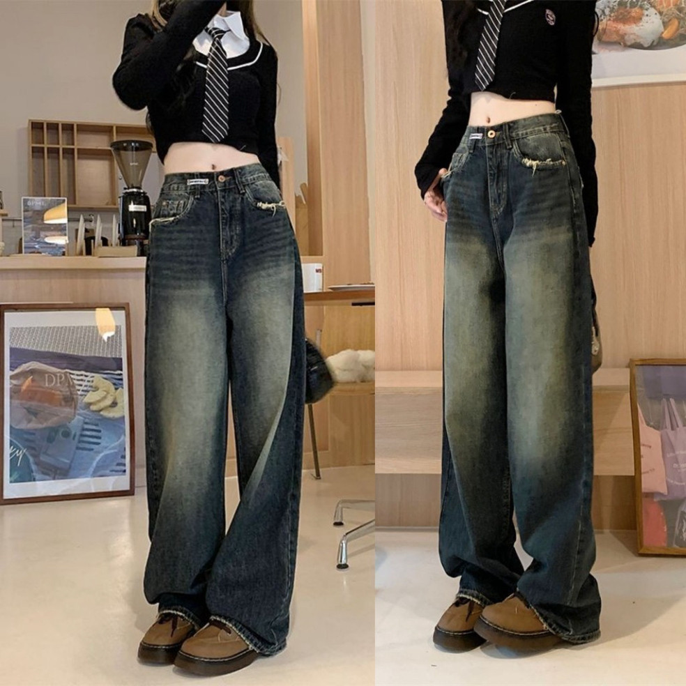 [HOT] Quần Ống Rộng Retro tua rua gấu túi Jean Nữ Mùa Hè Mới, quần ông rộn Phong Cách siêu Hot D57 | BigBuy360 - bigbuy360.vn