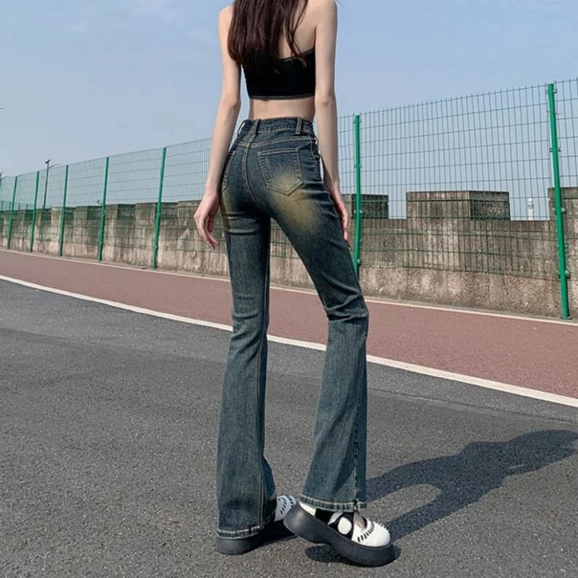 [HOT] Quần bò nữ ống loe, quần jeans nữ ống loe màu xanh cổ điển cũ siêu đẹp siêu tôn dáng MS 01 | BigBuy360 - bigbuy360.vn