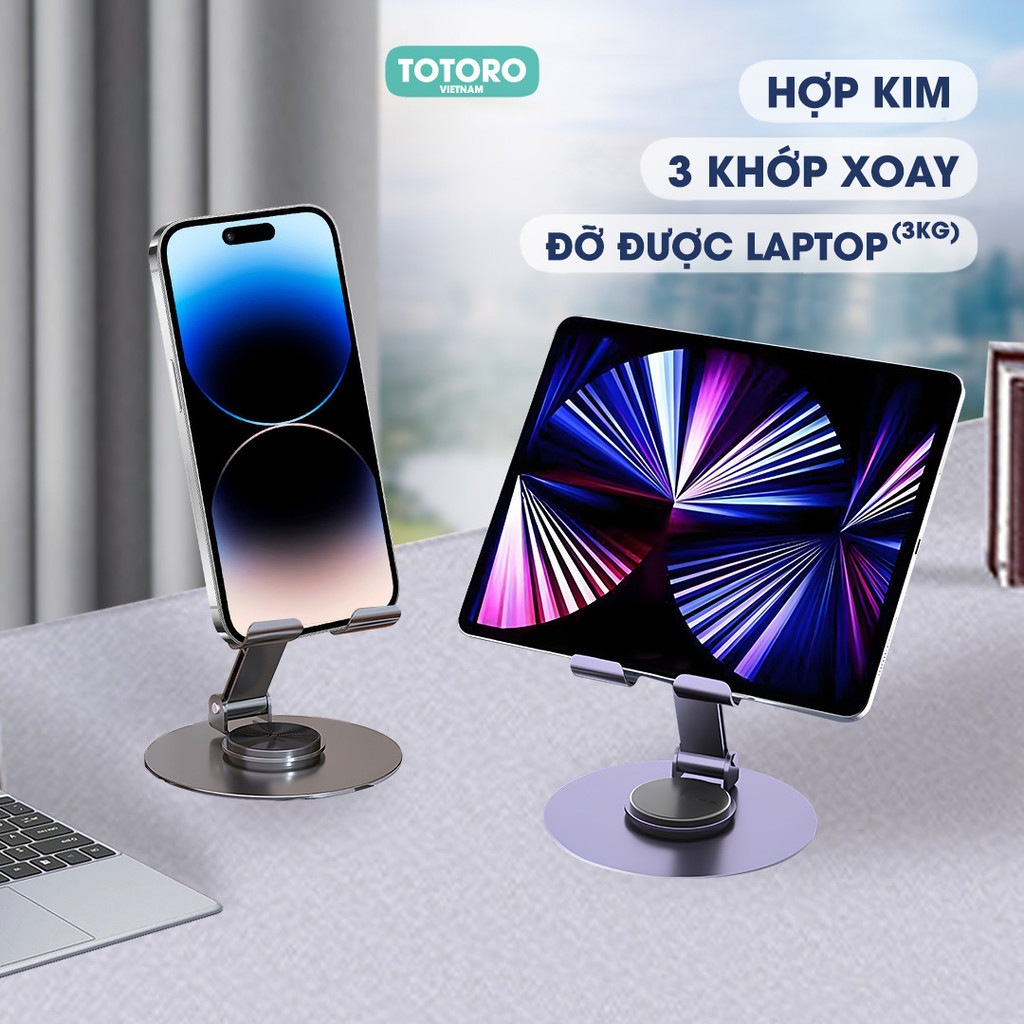 Giá đỡ Điện thoại Máy tính Bảng iPad HỢP KIM Xoay 360 độ Gấp gọn TPS Kệ đỡ iPhone Android Table | BigBuy360 - bigbuy360.vn
