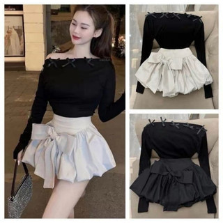 Chân váy xoè tầng dáng bồng cạp cao cách điệu nơ to xiêu xinh - chân váy bồng dáng bí xoè lưng cao nơ