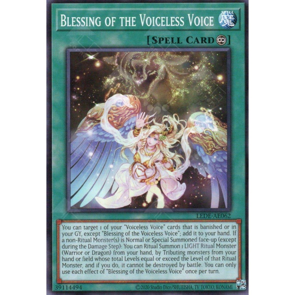 [ Bài Yugioh Chính Hãng ] LEDE-AE062 Blessing of the Voiceless Voice - Common