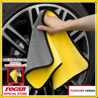 Khăn lau ô tô, xe hơi, lau kính lau tay màu vàng, 2 lớp Microfiber mềm mịn, siêu thấm