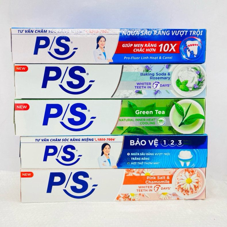 Kem đánh răng P/S Closeup Bảo Vệ 123, Ngừa Sâu Răng, Trà Xanh, Muối Hồng, Soda 180g/100g, than hoạt tính