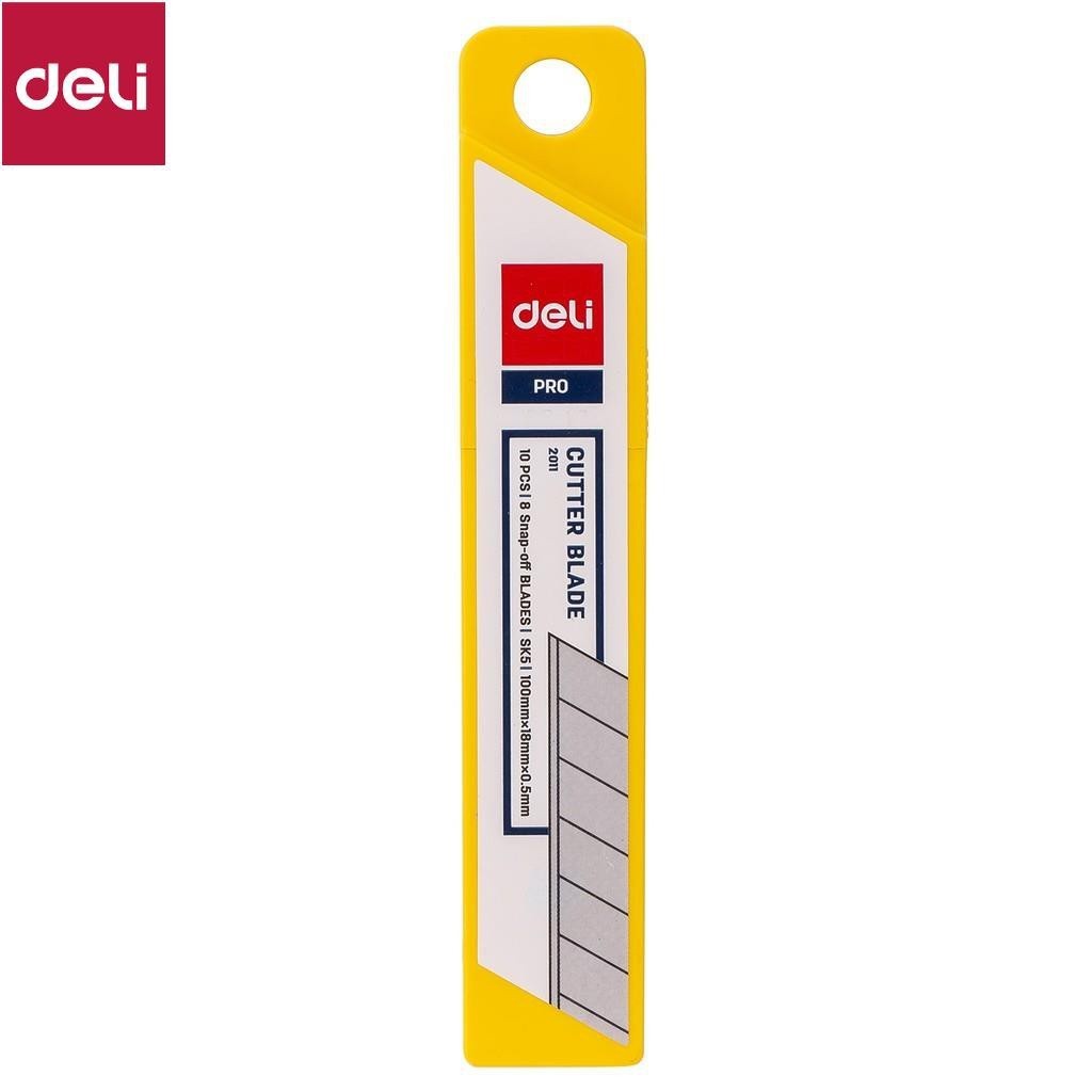 Lưỡi dao rọc giấy Deli, cỡ lớn, loại 8 lưỡi Bạc - 10 chiếc lưỡi/hộp - E2011 [Deli]