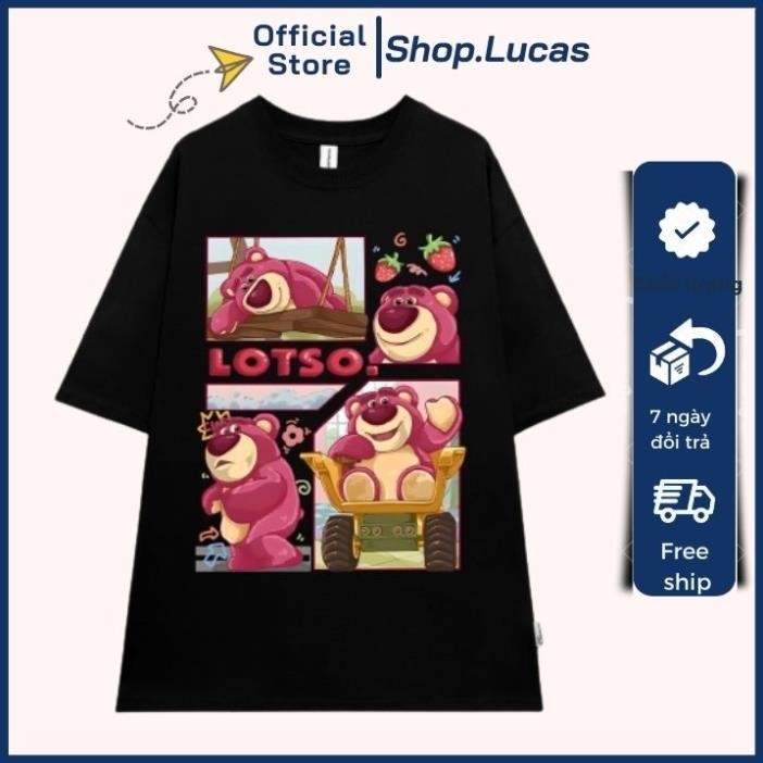 Áo Phông GẤU DÂU LOTSO MẪU MỚI Áo Thun Local Brand Unisex Nam Nữ Form Rộng Tay Lỡ Cotton Vải MátUT