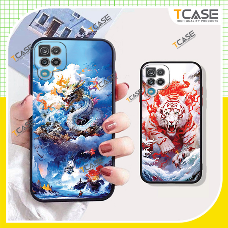 Ốp lưng Samsung A12, Samsung M12, F12 in hình Rồng & Hổ ngầu - Tcase