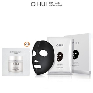 Combo mặt nạ dưỡng trắng ohui extreme white 3d black mask & bộ 10 gói kem dưỡng trắng ohui extreme white cream