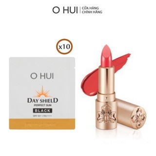 [HB Gift] Combo 10 gói kem chống nắng dưỡng trắng da Sun Red OHUI và Son OHUI The First Geniture Lipstick Sample 1.3g