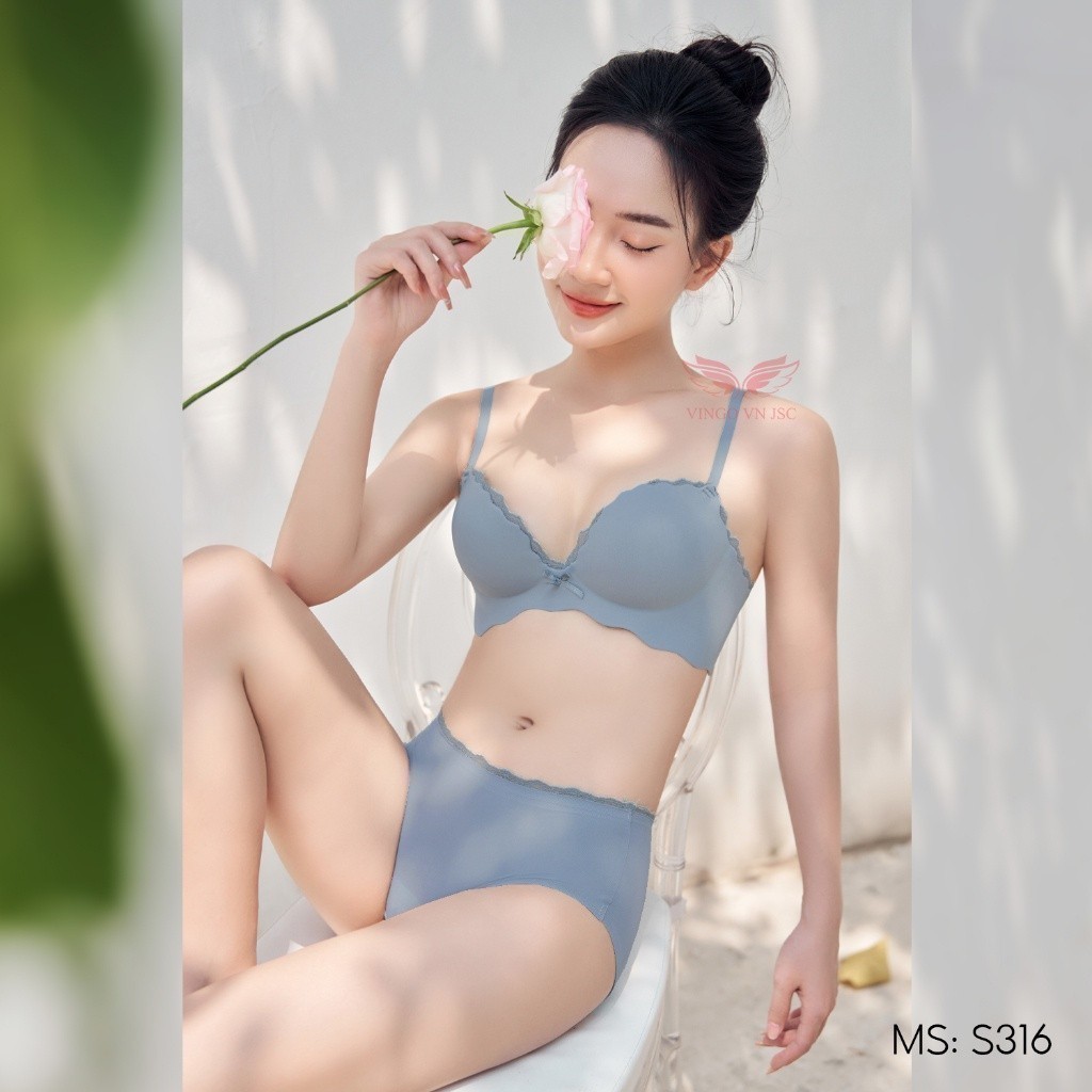 Set đồ lót nữ VINGO áo ngực không gọng mút dày nâng ngực quần lót cotton kháng khuẩn S316 VNGO | BigBuy360 - bigbuy360.vn